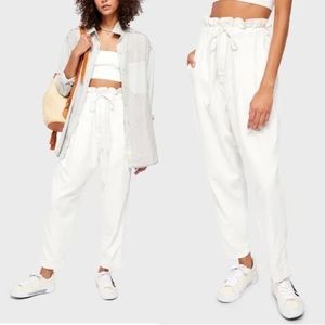 Free People white paper bag trouser with pleats